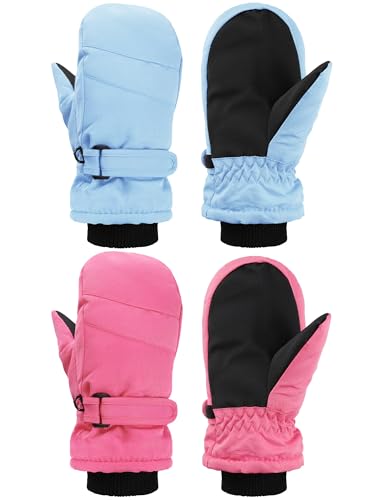 Image of SATINIOR Kids Snow Mittens Waterproof Winter Ski Gloves Warm Thicken Snow Gloves for Girls Boys
