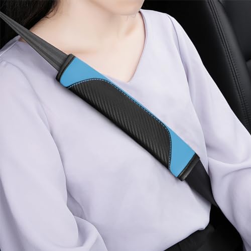 Image of Osilly 2PCS Car Seat Belt Cover, Carbon Fiber Seatbelt Shoulder Protection, Soft Car Seat Belt Strap Cushion Protect Your Neck and Shoulder, Car Accessories Seat Belt Pad for Car Truck (Blue)