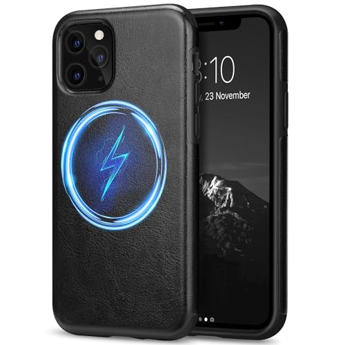 Coque magnétique iPhone 11 Pro Max housse protection silicone cuir noir