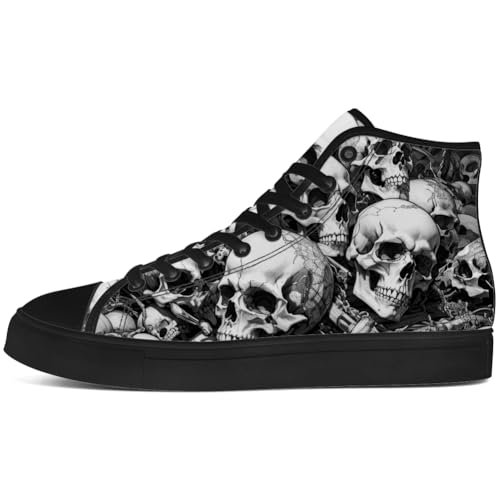 Skull Shoes for Men Women Gothic Skull High Top Canvas Sneakers Lace Up Casual Walking Shoes Gifts for Mama Papa