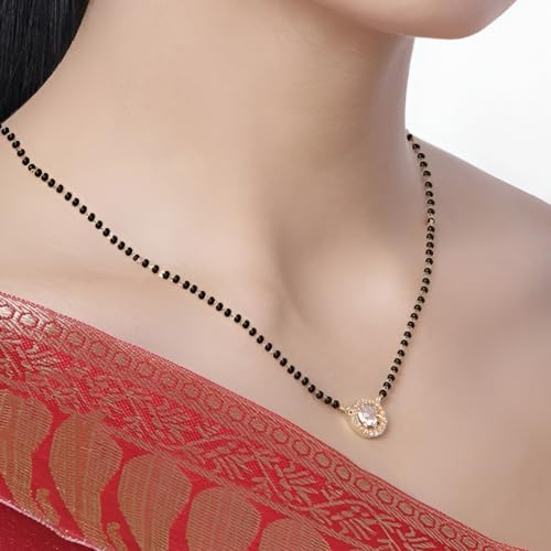 Image of Jewels Galaxy Gold Plated Round Shaped Mangalsutra with Chain for Women