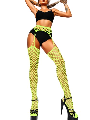 Image of EHSUYAB Women Sexy Fishnet Tights, Cutout Suspender Pantyhose Stockings Lingerie, Music Festival Rock Rave Outfits Party Club