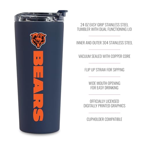 Image of Rico Industries NFL Football 24oz Stainless Steel Tumbler with Lid and Dual Functioning Lid