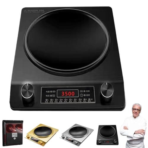 3500-Watt Induction Hob, 10 Temperature Settings, Portable Concave Induction Cooktop, Professional Multifunctional Countertop Burner Stove Electric Heater with Lcd Display & Knob Control