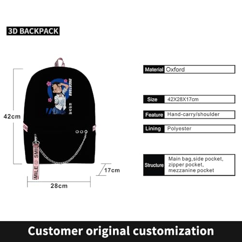 Don't Toy with Me Miss Nagatoro Backpack Oxford Bag Anime Backpack Casual Bag High Capacity Bags (Black-Backpack)3
