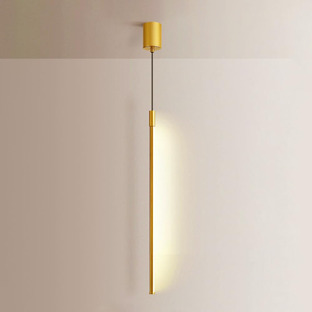 LYMSXAZOU Linear Gold Pendant Light - Minimalist Ceiling Lamp Long LED Hanging Fixture for Living Room & Bedroom Modern Illuminating Design Stylish Home Lighting Decoration