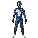 Kid Spider Superheld Kostüm Jungen Mädchen Bodysuit Jumpsuit 3D Stil Cosplay Verkleidung Kostüm Handschuhe Maske Karneval Halloween Weihnachtsfeier (Blau, L (für Höhe 130-140cm))