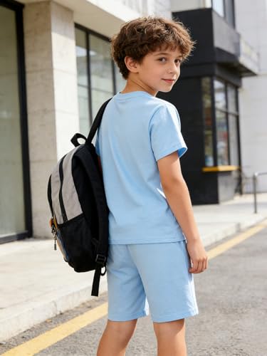 Image of Boys Clothes Size 6-12 Years Short Sleeve T-Shirt & Shorts Set Casual Spring Summer Outfits