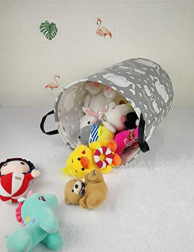 Duyiy Canvas Storage Basket With Handle Large Organizer Bins For Dirty Laundry Hamper Baby Toys Nursery Kids Clothes Gift Basket (Heart Elephant) #TOP4