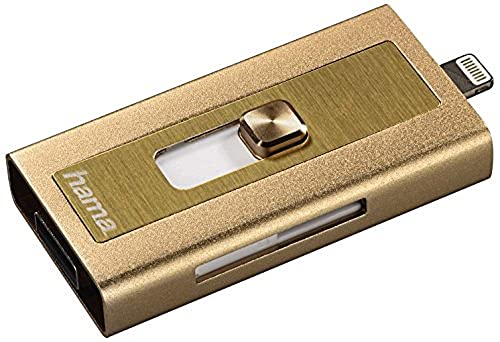 Authentic Crazy Deals Hama 00124154 MicroSD Card Reader with USB and Lightning Connector for iPhone, iPad, iPod, Notebook, PC - Gold