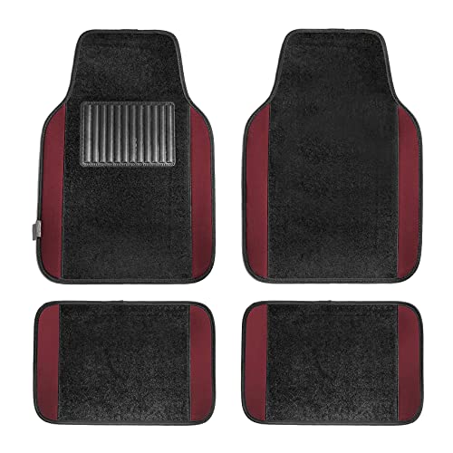 FH Group F14407BURGUNDY Premium Full Set Carpet Floor Mat (Sedan and SUV with Driver Heel Pad Burgundy)