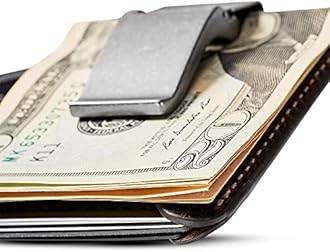 House of Jack Co. Wyatt Money Clip Wallet for Men, Slim Front Pocket Leather Card Holder, Ideal Gift For Men, Minimalist Full Grain Cowhide Wallet, Brown