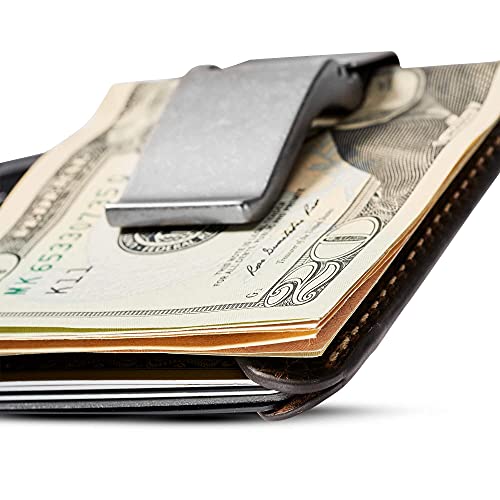 House of Jack Co. Wyatt Slim Money Clip Wallet for Men, Minimalist Front Pocket Card Holder, Full Grain Cowhide Leather Wallet, Brown2