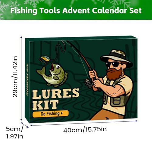 Calendrier de l'Avent de pêche réutilisable avec 24 accessoires pour eau douce et mer