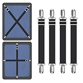 Yoovat Couch Cushion Covers Holder Straps Sofa Couch Covers Sofa Slipcover Holder Clips 10 to 60in(25-160cm) Adjustable Elastic Straps for Sofa Covers Cushion (4 Pcs Black)