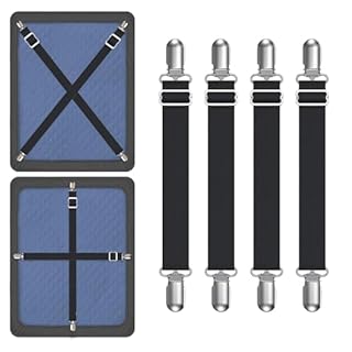 Yoovat Couch Cushion Covers Holder Straps Sofa Couch Covers Sofa Slipcover Holder Clips 10 to 60in(25-160cm) Adjustable Elastic Straps for Sofa Covers Cushion (4 Pcs Black)