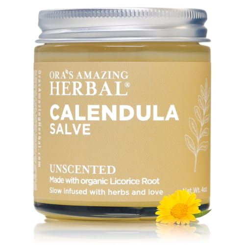 Image of Calendula Salve, Calendula Cream, Drawing Salve, Calendula Ointment, Coconut Free Beeswax Skin Salve made with Organic Calendula and Licorice Root, Ora's Amazing Herbal, 4 oz