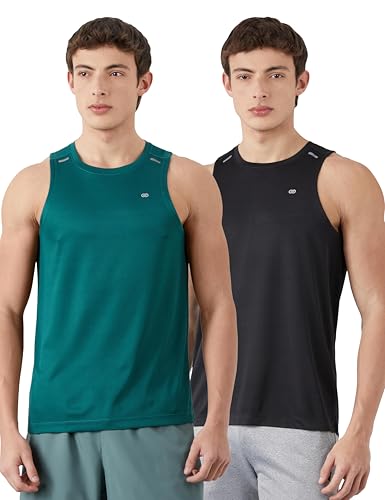 Image of Amazon Brand - Symbol Men's Polyester Color Block Active Regular Fit Sports | Round Neck | Sleeveless T-Shirt
