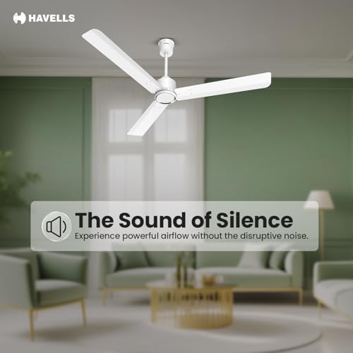Image of Havells NEON BLDC 1200mm Premium Ceiling Fan with 100% Pure Copper| 5 Star Rating | Remote Controlled | Watt: 28|Air Flow: 220 cmm|Speed: 350 RPM| 2 Years Warranty (White Satin)