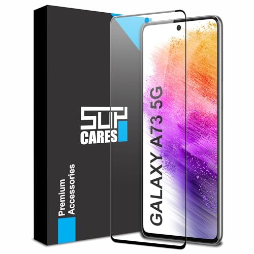 Image of SupCares Tempered Glass for Samsung Galaxy A73 and Galaxy A71 (6.7 Inch) With Installation Kit | Military-Grade Gorilla Screen Protector | Edge to Edge Coverage | Black