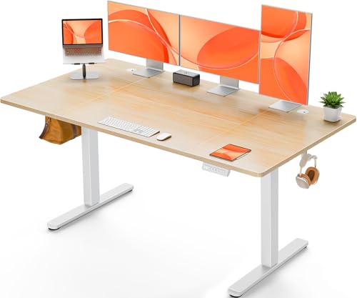 ErGear Höhenverstellbarer Schreibtisch 140x70cm 4-Speicher Geteilte Platte