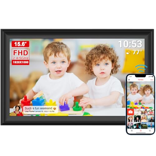 Image of 64GB 15.6inch FRAMEO Digital Photo Frame with 1920x1080 FHD IPS LCD Touch Screen, Dual-WiFi Share Photos & Videos Via Frameo App, Support USB Drive /SD Card Extend Storage, Motion Sensor, Auto-Rotate