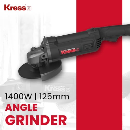 Image of Kress KU721 1400W 125mm Angle Grinder | Compact 5-Inch Grinder with 10,000 RPM Speed, Soft Grip, Steel Gears & External Brush System | Lightweight Tool for Cutting, Grinding & Polishing