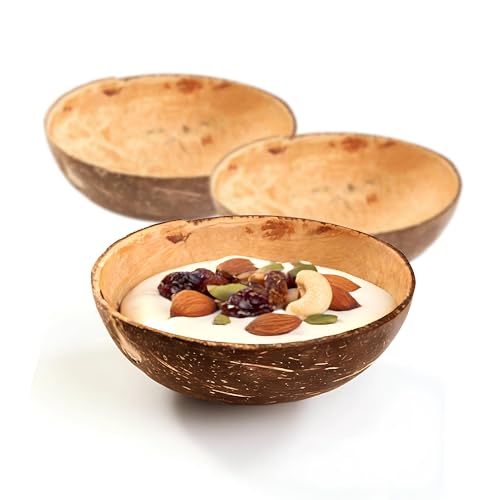 Eco Leaf Set of 10 Natural Coconut Shell Bowls | 200ml Biodegradable & Sustainable Alternative to Wooden & Bamboo Bowls for Smoothies, Kitchen Decor, Party
