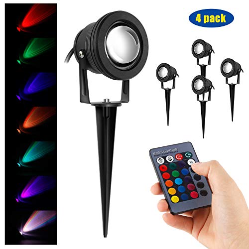 4x10W RGB LED de Jardin, LED Luminaire,Eclairage Exterieur IP65 pour Jardin Escalier Parc Balcon Terrasse Pelouse Exterieur