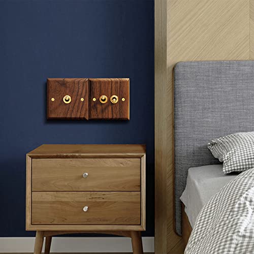 NIZEAMI Retro American Industrial Style Light Switch Socket, Solid Wood Brass Toggle Switch Plate, Antique Home Stay Switch(1) - Image 3
