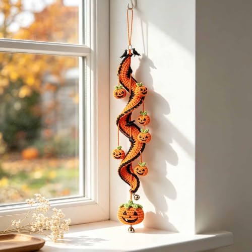 Enchanted Halloween Crochet Spiral DIY Kit, Crochet Ghost Pumpkin Spiral Ornament DIY Kit, Halloween Tree Crochet Craft Kit with Yarn, Crochet Hook, and Instructions, Holiday Craft Gift (#C) - Image 5