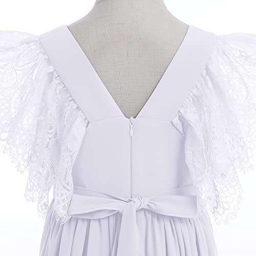 Vestido de gasa para boda infantil con cinturón elegante y falda fluida 5