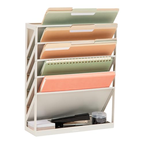 Rangement vertical de fichiers 5 niveaux Mind Reader organiseur bureau beige