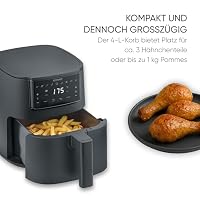 Severin Heißluftfritteuse, Single, Fritteuse für Kochen ohne Fett, Touch-Display, 8 Automatik-Programme, vielseitige Zubereitung, Warmhaltefunktion, 4L, 1300W, schwarz, FryLight, FR 2461 – Ansicht 4