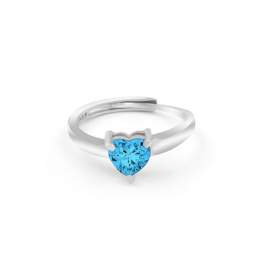 Zarkan 925 Sterling Pure Silver Blue Heart Ring, Adjustable | American Diamond Cut | Gifts For Women & Girls | With Certificate of Authenticity and 925 Stamp (B0BTVJTLVR) Amazon Price History, Amazon Price Tracker