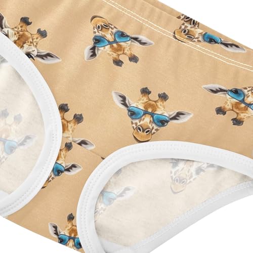 Joisal Cotton Toddler Girls Underwear Cute Giraffes Heads Beige Panties Little Girl Print Kids Undies Briefs 2t4