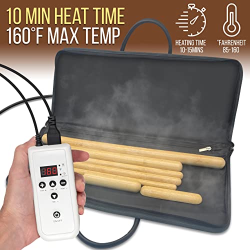 Bamboo Massage Sticks Warmer Set - 8 Bamboo Massage Sticks,Black,Pslmsgbmb22 & Massage Stone Heater Box Set-Electric Spa Portable Heated Rocks Massage Stones And Warmer Set Pslmsgst65.5 #TOP3