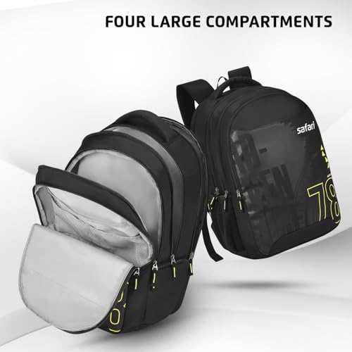 Image of Safari 38L Printed Laptop Backpack with Raincover, 4 Compartments, Bottle Holder, Organizer, School & College Bag for Boys and Girls, Office & Travel Bag for Men and Women
