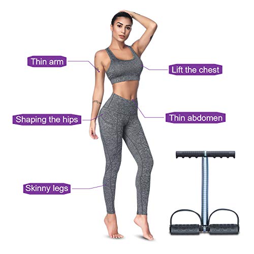 COVVY Elastic Sit Up Pull Rope Spring Tension Foot Pedal Abdomen Leg Exerciser Tummy Trimmer Equipment Bodybuilding Home Gym Arm Waist Sport Fitness Stretching Slimming Training (Black)