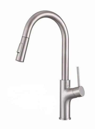 Hindware Kitchen Sink Mixer Tap with Pull Down Sprayer Single Handle High Arc Pull Out Kitchen Taps, Single Level Stainless Steel Kitchen Faucet