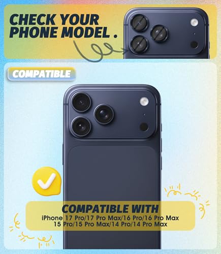 Image of (3 Sets) Orzero Camera Lens Protector Compatible for iPhone 17 Pro /17 Pro Max /16 Pro /16 Pro Max /15 Pro /15 Pro Max /14 Pro /14 Pro Max, Protector de Camera One-Step Installation Tray Individual Metal