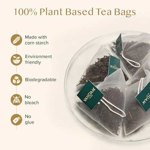 Image of VAHDAM, Earl Grey Black Tea Bags (30 Count) Medium Caffeine, Non GMO, Gluten Free | Citrus Bergamot & Smooth | Resealable Ziplock Pouch | Individually Wrapped | Plant Based Tea Bags