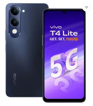 Image of VIVO T4 Lite 5G 8GB RAM, 256 GB Storage, Prism Blue | 6.74'' HD+ 90Hz LCD | Dimensity 6300 | 50MP Dual AI Camera | Android 14 | 6000mAh Battery | IP64 | Side Fingerprint | 15W Charging | Dual SIM