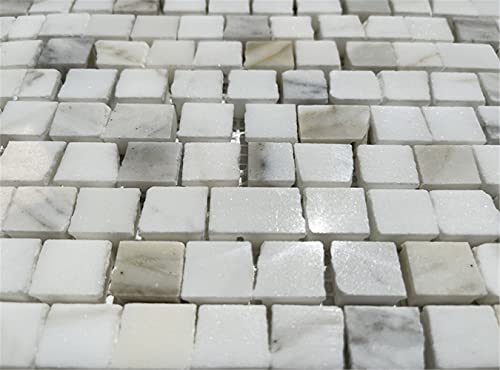 Stone Center Online Calacatta Gold Marble 3/4X3/4 Hand Clipped Radom Broken Mosaic Tile Polished Kitchen Bath Wall Floor Backsplash Shower (1 Sheet) #TOP6