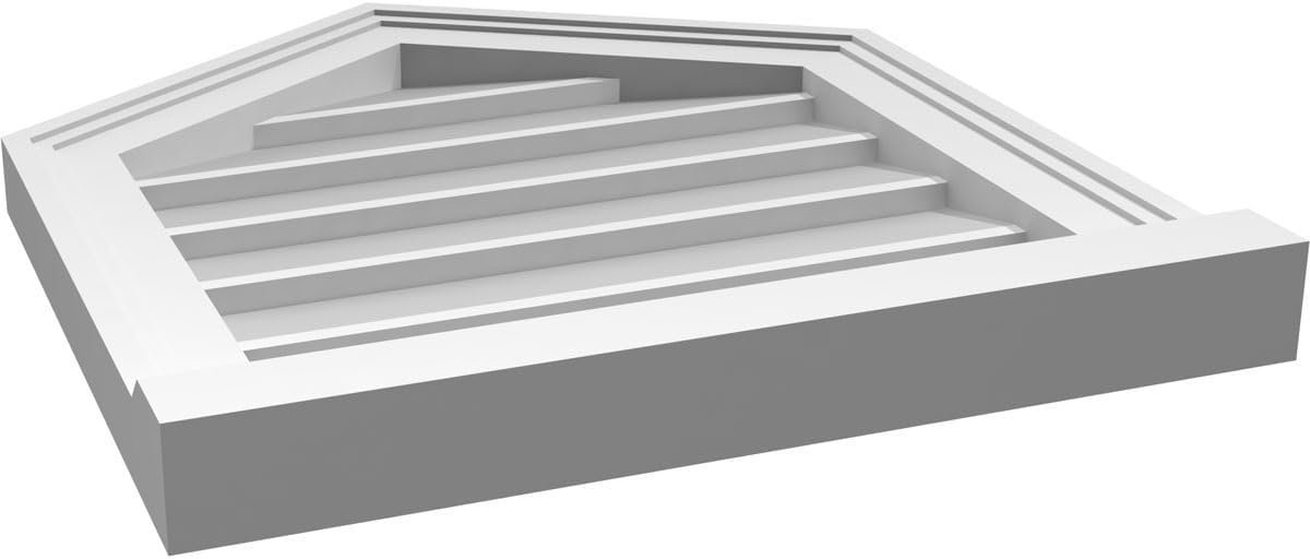 GVSPE18X2003SN-08 Peaked Top Brickmould Sill Frame, Primed Tan Signature Series Surface Mount Gable Vents, 18-in. W x 20-in. H, Unfinished
