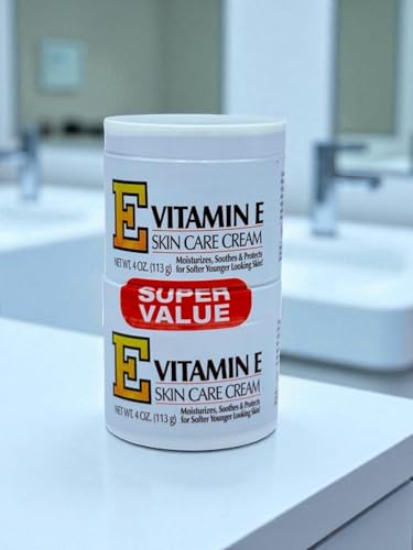 Generic Vitamin E Skin Care Cream 4oz Jar (Super Value Twin Pack) – Intensive Moisturizer for Dry Skin – pack 4