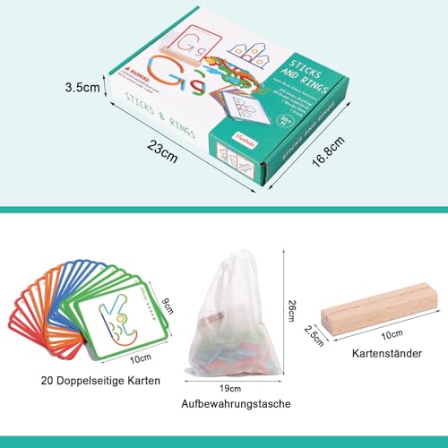 Dr. MUYA® Montessori Spielzeug 3 4 5 6 Jahre, Holzspielzeug ab 3 Jahre, Tangram Kinder, Lernspiele ab 4 Jahre, Feinmotorik ab 3 Jahre, Lernspielzeug, Geschenk 3-6 Jahre Kinder Junge Mädchen