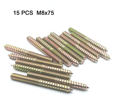 Image of Hanger Bolt M8x75 Double Headed Bolt Self-Tapping Screw for Furniture 15Pcs