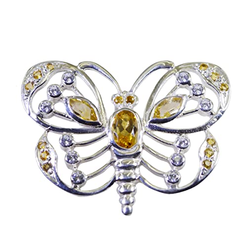 Pendentif en argent avec citrine jaune le cadeau de style ancien idéal pour femme