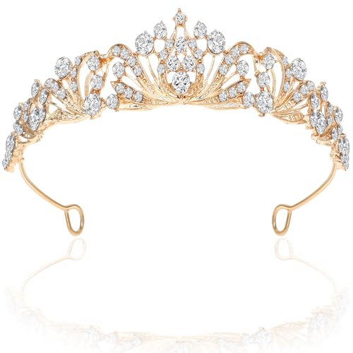 Krone Prinzessin Mädchen Braut Hochzeit Tiara Kristall Diadem Crown Geburtstag Haarschmuck Strass Stirnband für Hochzeiten Abschlussbälle Festumzüge Partys Valentinstag Halloween Weihnachten